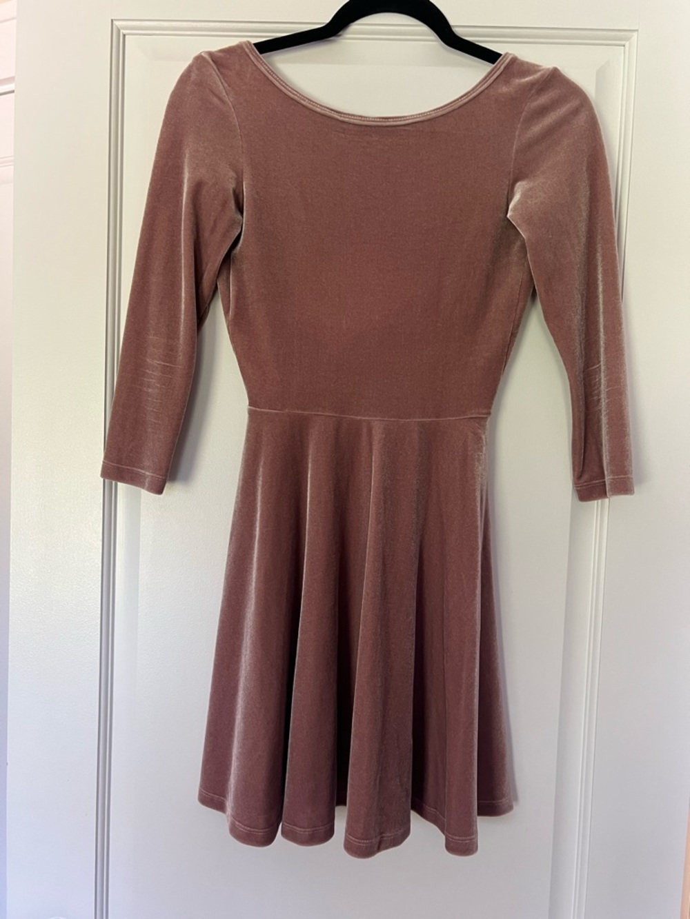 American Apparel Velvet Fit-and-Flare Dress in Dusty Rose